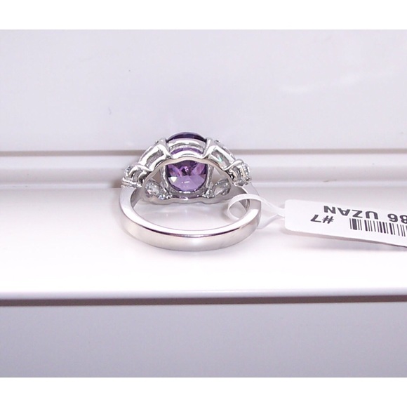 STAINLESS STEEL Simulated Amethyst Cz Ring With Butterfly Sides - Picture 10 of 16